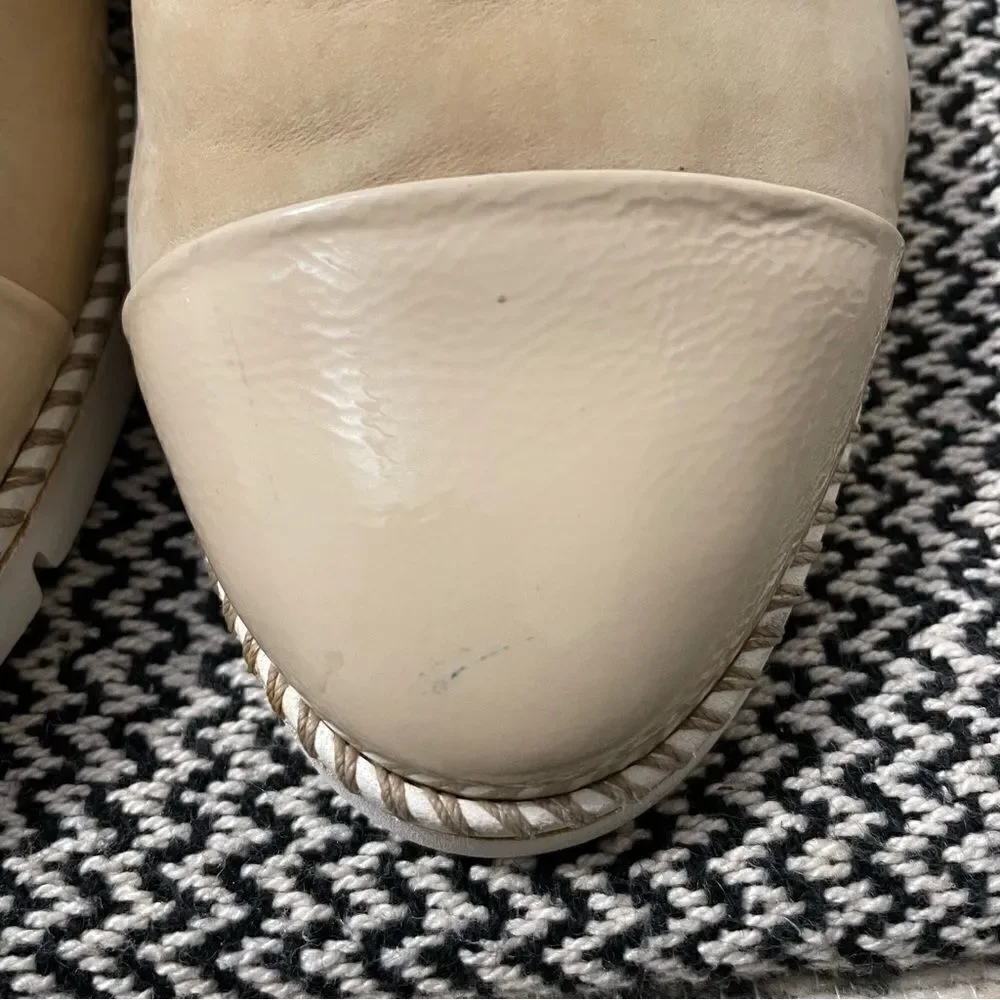 Paul Green Daniella Beige Suede/Patent Leather Cap Toe Slip On Shoes Sz-7(9-9.5)